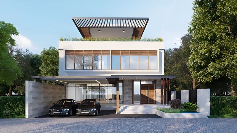 mẫu thiết kế biệt thự 2 tầng hiện đại