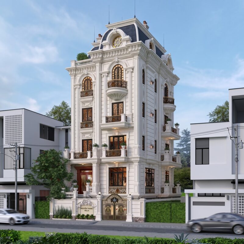 thiết kế biệt thự 5 tầng