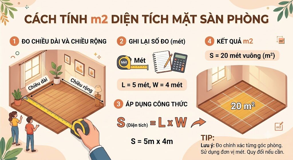 cách tính m2 phòng