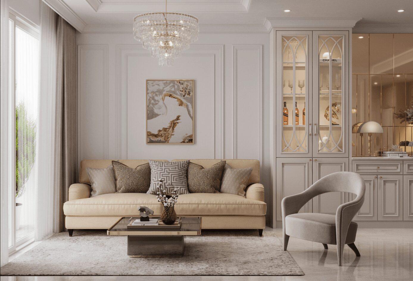 thiết kế nội thất nhà phố tân cổ điển
