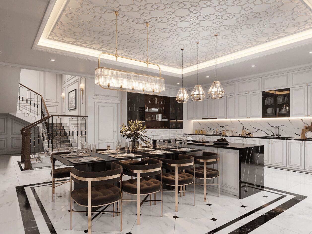 thiết kế nội thất nhà phố tân cổ điển