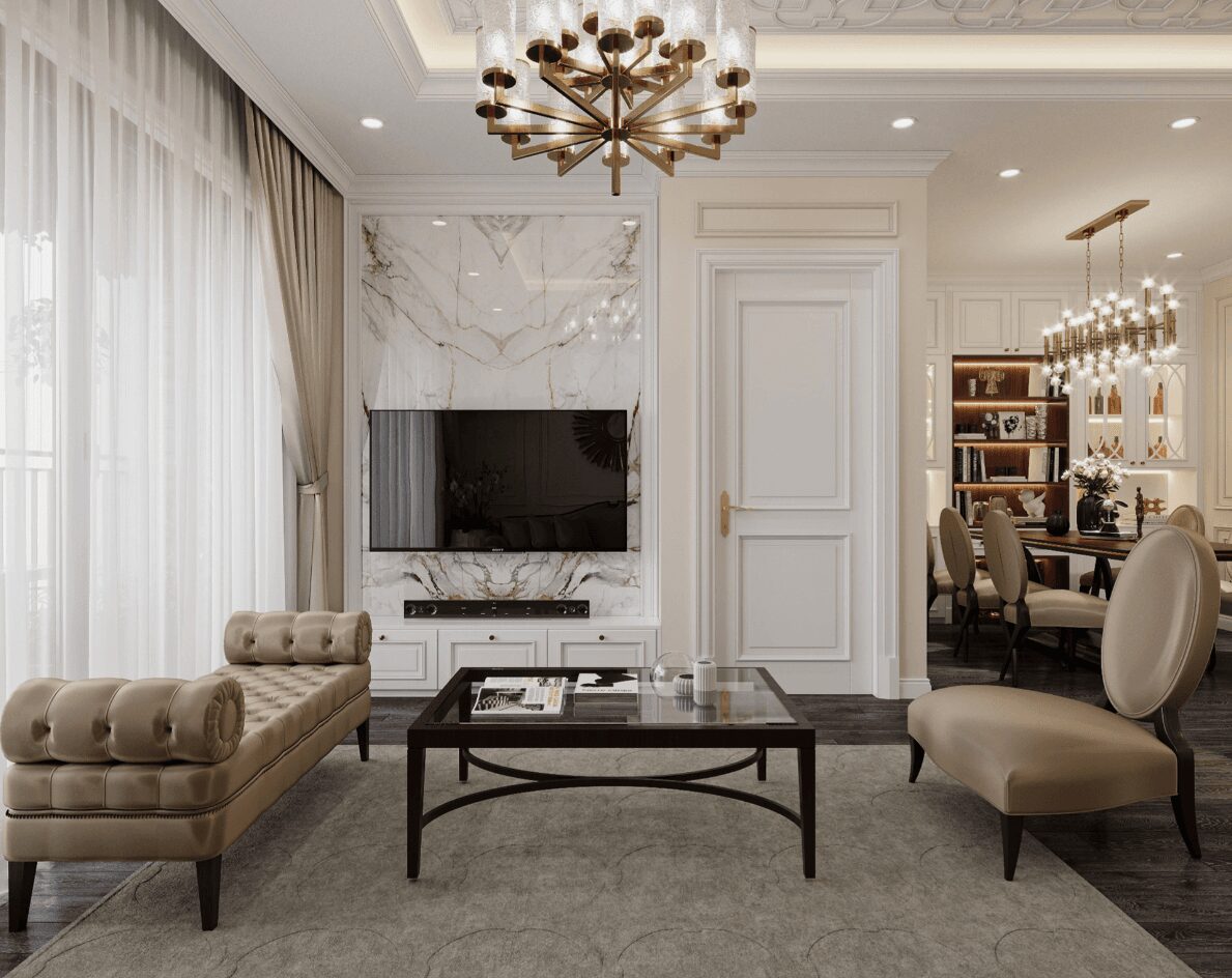 thiết kế nội thất nhà phố tân cổ điển