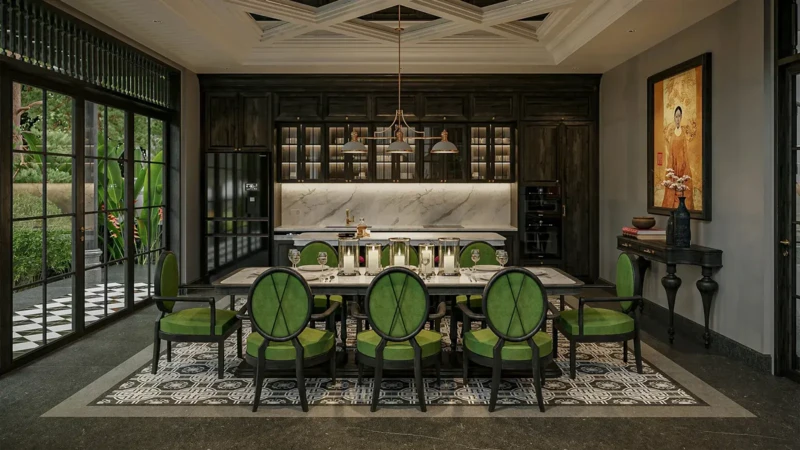 phòng bếp phong cách indochine