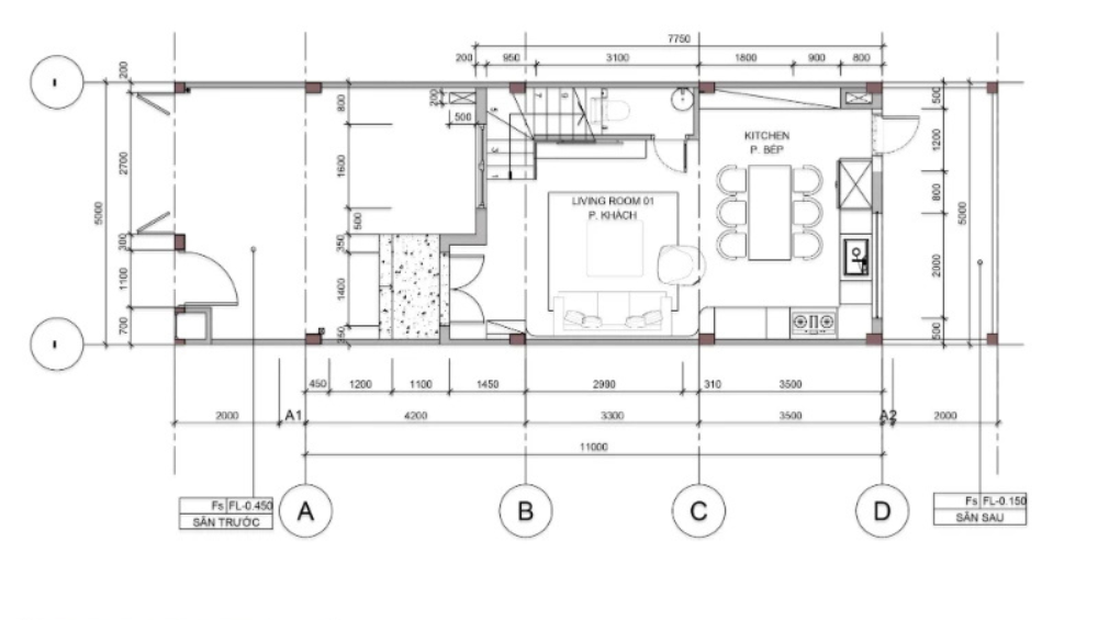 đảo bếp kết hợp quầy bar