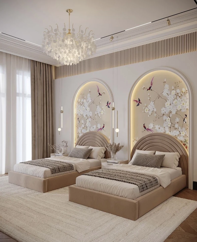 phòng ngủ 2 giường đơn cho bé