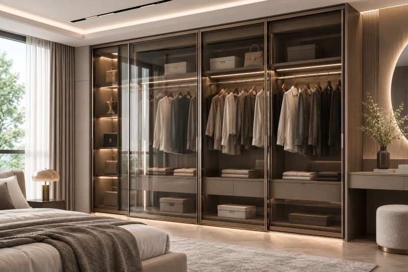 Mẫu tủ quần áo cửa lùa 4 cánh