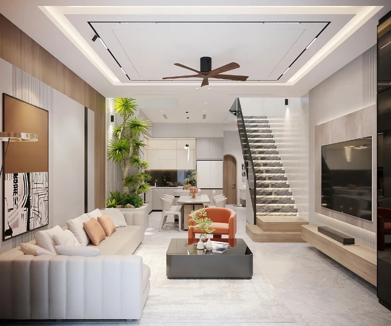 nhà phòng khách liền bếp