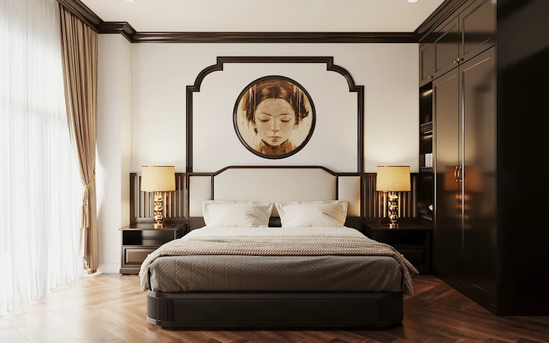 phòng ngủ phong cách đông dương