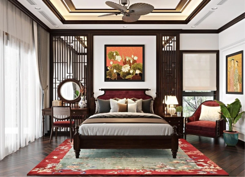phòng ngủ phong cách đông dương