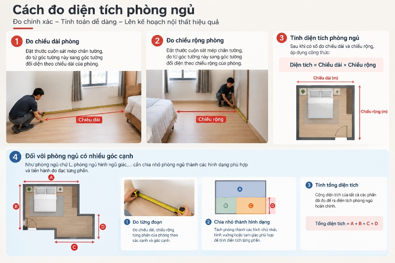 Đo đạc diện tích phòng ngủ