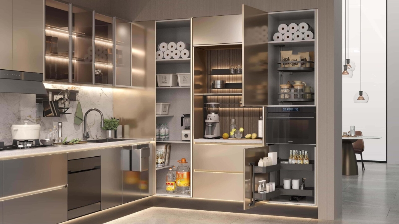 Khoảng các bố trí hợp lý giữa mặt bàn bếp và tủ bếp trên
