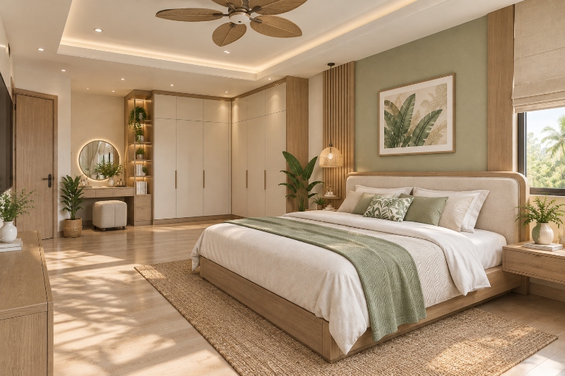 Mẫu thiết kế phòng ngủ phong cách Tropical Styles theo hướng tối giản
